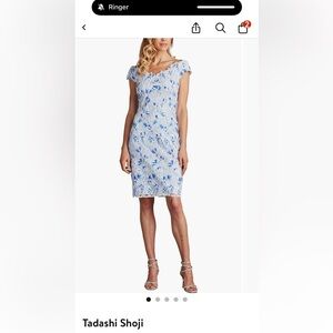 Tadashi Shoji Blue and White Floral embroidered Midi Dress.  $478 in nordstrom